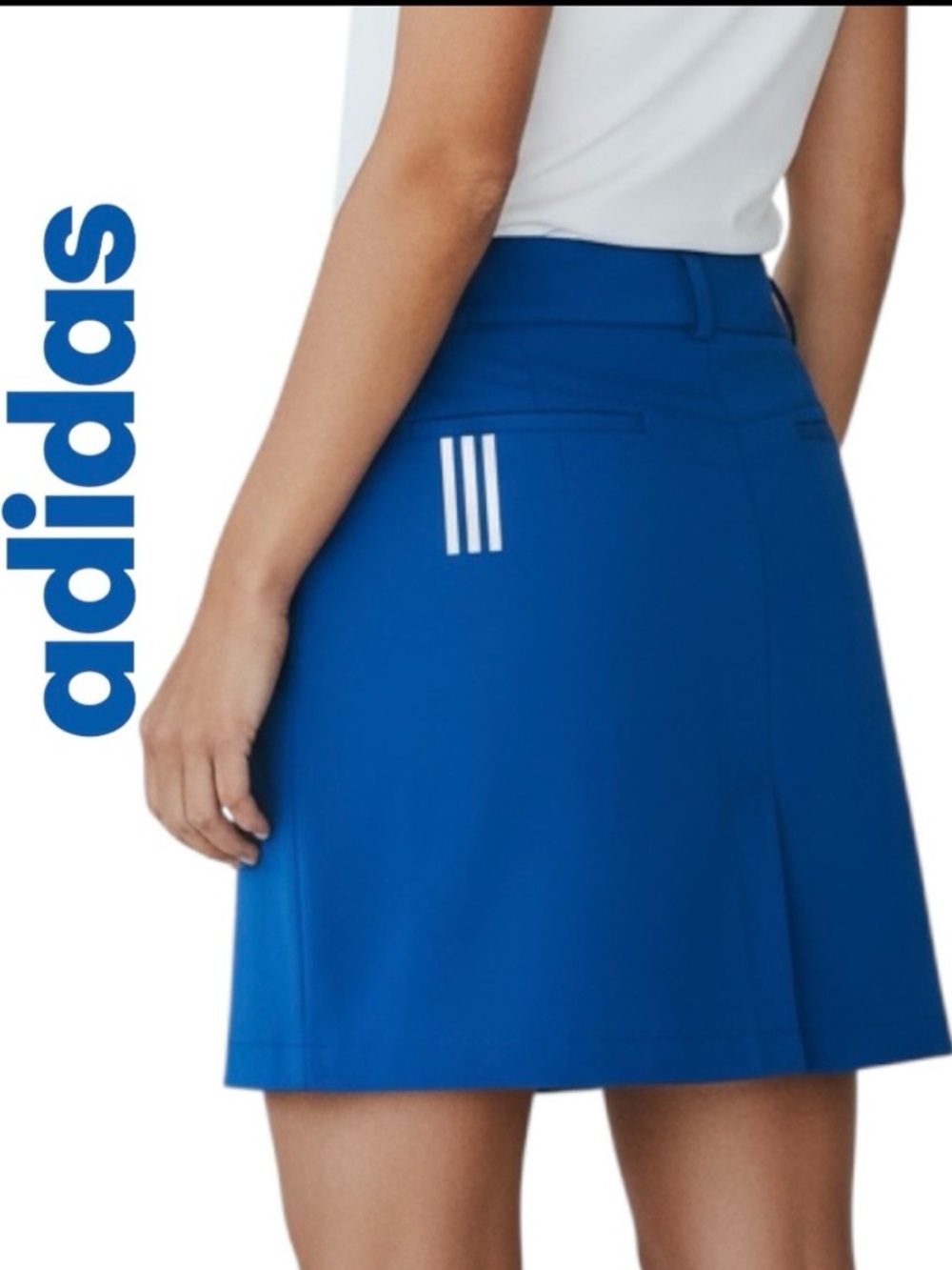 Adidas Golf Tennis Blue Silver Stretching Zip Pockets Skirt Skort Sz 8